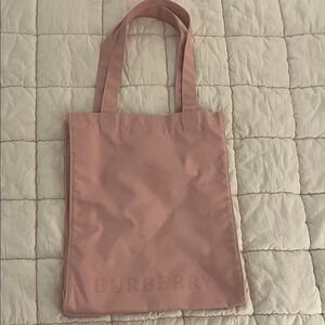 Burberry Dusty Pink Canvas Tote with Embossed Logo